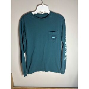 Vineyard Vines Mens XS Teal Green Long Sleeve Pocket T-Shirt Whale‎ Logo Graphic